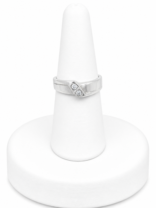 Sterling Silver CZ Crossover Ring
