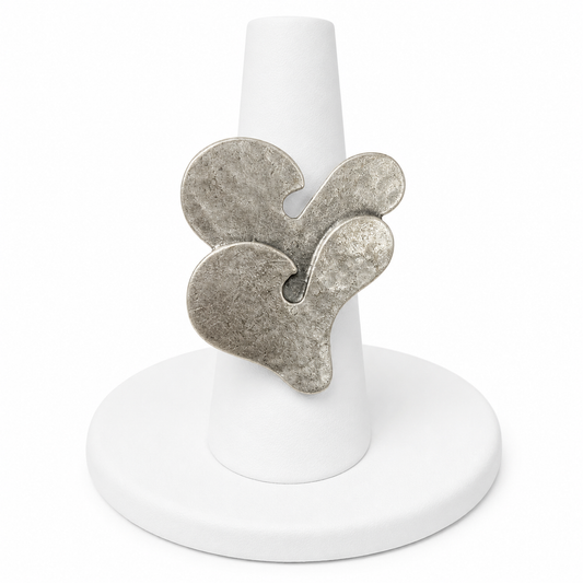 Adjustable Pewter Interlocking Hearts Ring