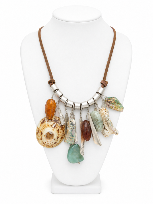 Sterling Silver Alchemía Amazonite & Abalone Shell Statement Necklace