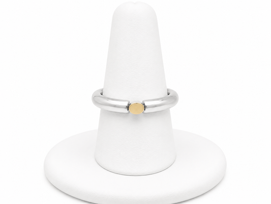 Sterling Silver Two-Tone Oval Accent Ring
