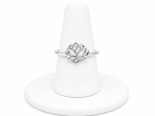 Sterling Silver Openwork Lotus Flower Ring