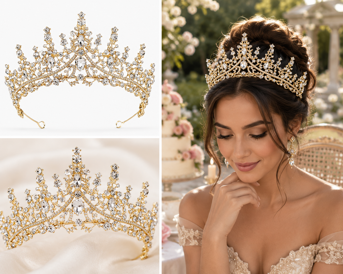 Gold Crystal Queen Tiara