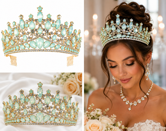 Crystal Opal Royal Princess Crown Tiara