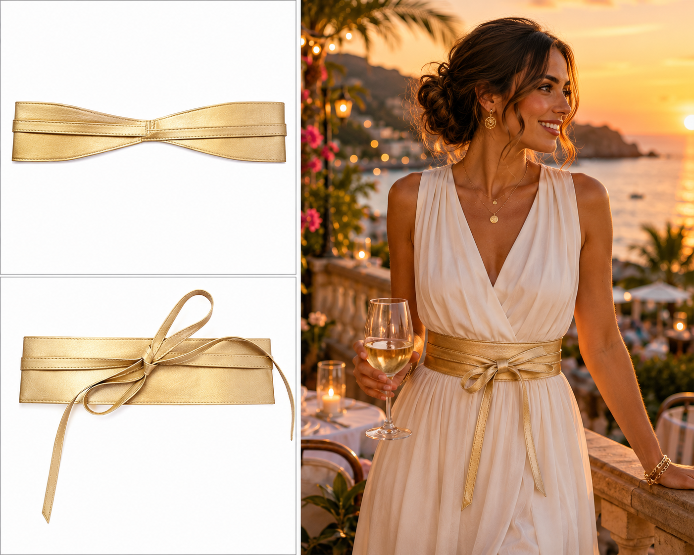 Gold Faux Leather Waist Cincher Belt