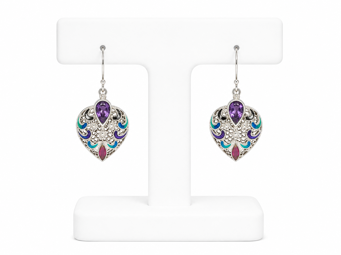 Barbara Garwood Sterling Silver & Amethyst Filigree Earrings