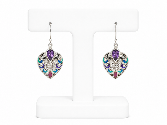 Barbara Garwood Sterling Silver & Amethyst Filigree Earrings