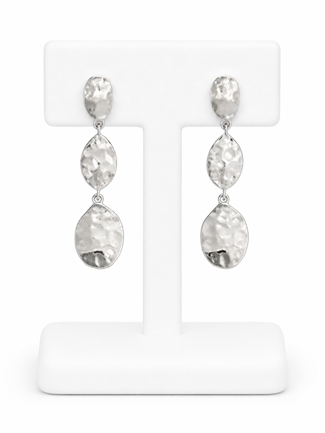 Long Hammered Dangle Drop Earrings