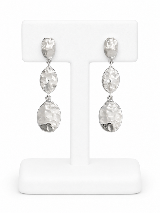 Long Hammered Dangle Drop Earrings
