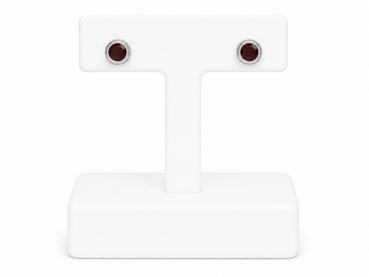 Sterling Silver Garnet Stud Earrings