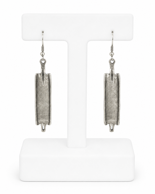Pewter Rectangle Drop Earrings