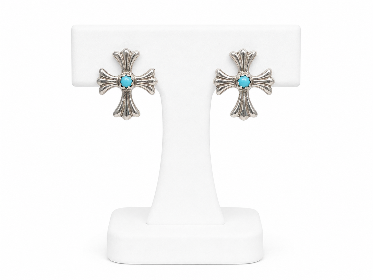 Sterling Silver Turquoise Cross Earrings