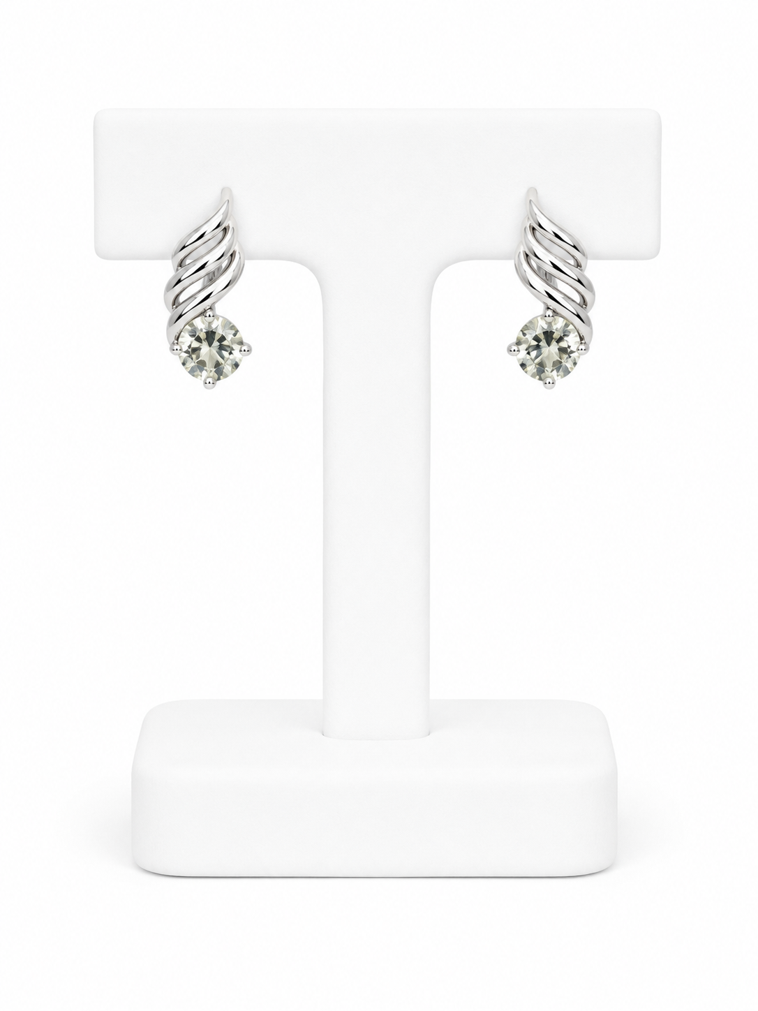 Sterling Silver Twisted CZ Drop Earrings