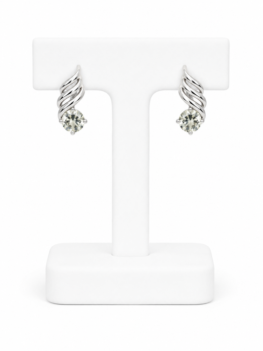 Sterling Silver Twisted CZ Drop Earrings