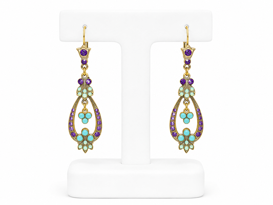 Turquoise & Violet Statement Earrings