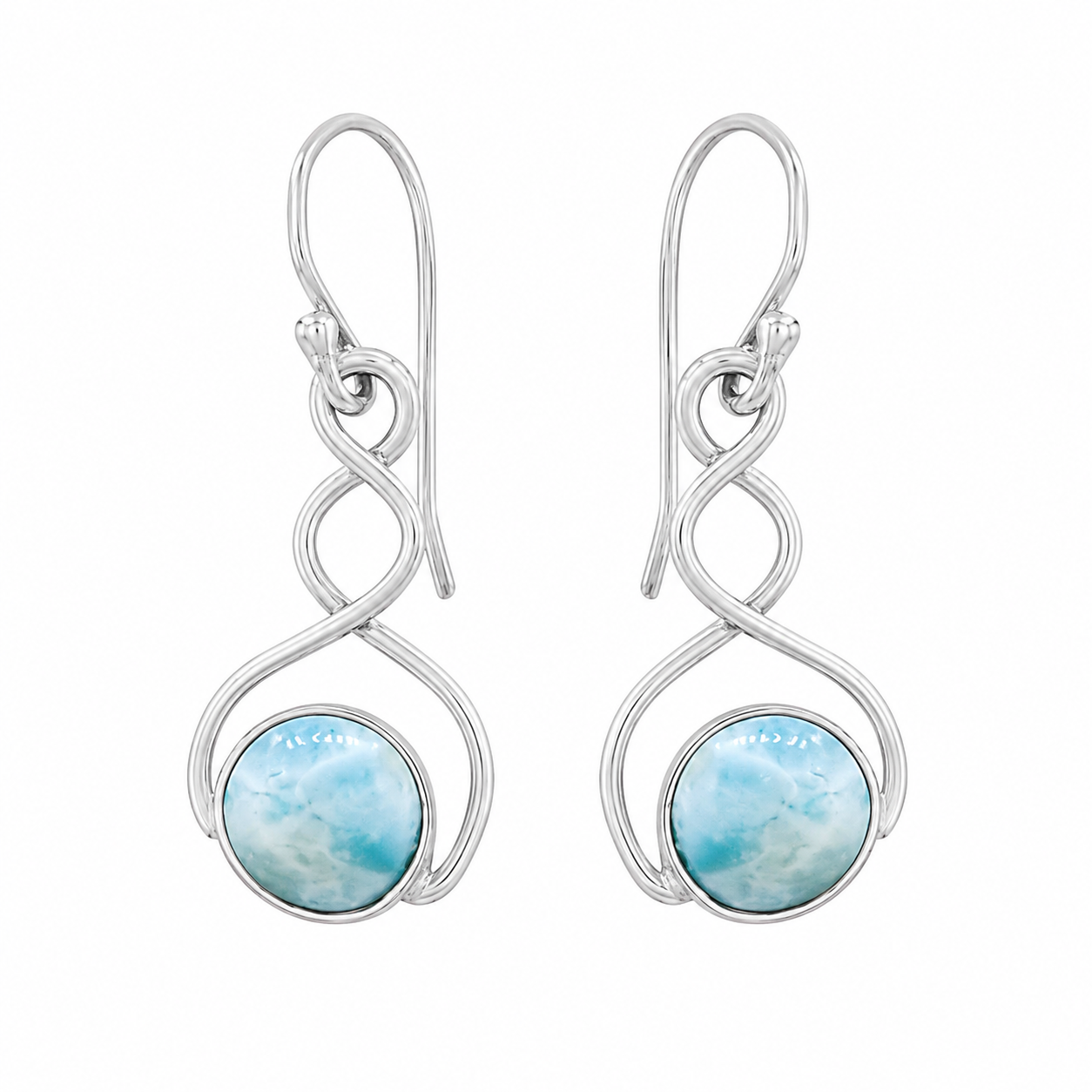 Larimar Sterling Silver Twist Earrings