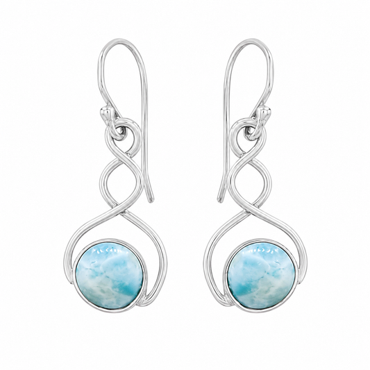 Larimar Sterling Silver Twist Earrings