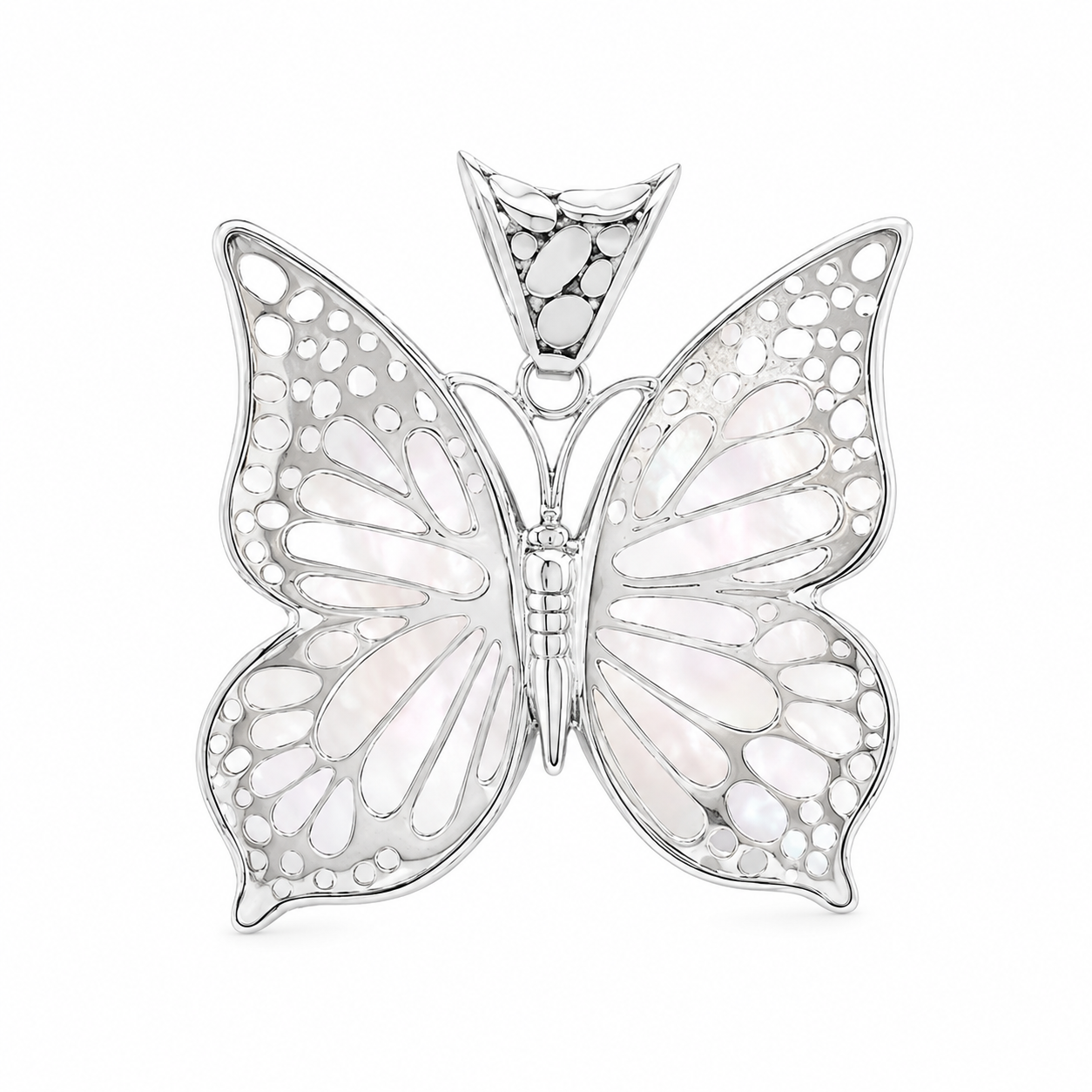Mother of Pearl Sterling Silver Butterfly Inlay Pendant