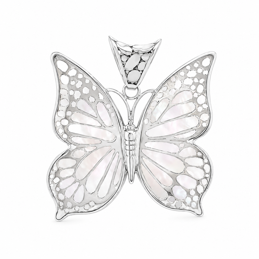 Mother of Pearl Sterling Silver Butterfly Inlay Pendant