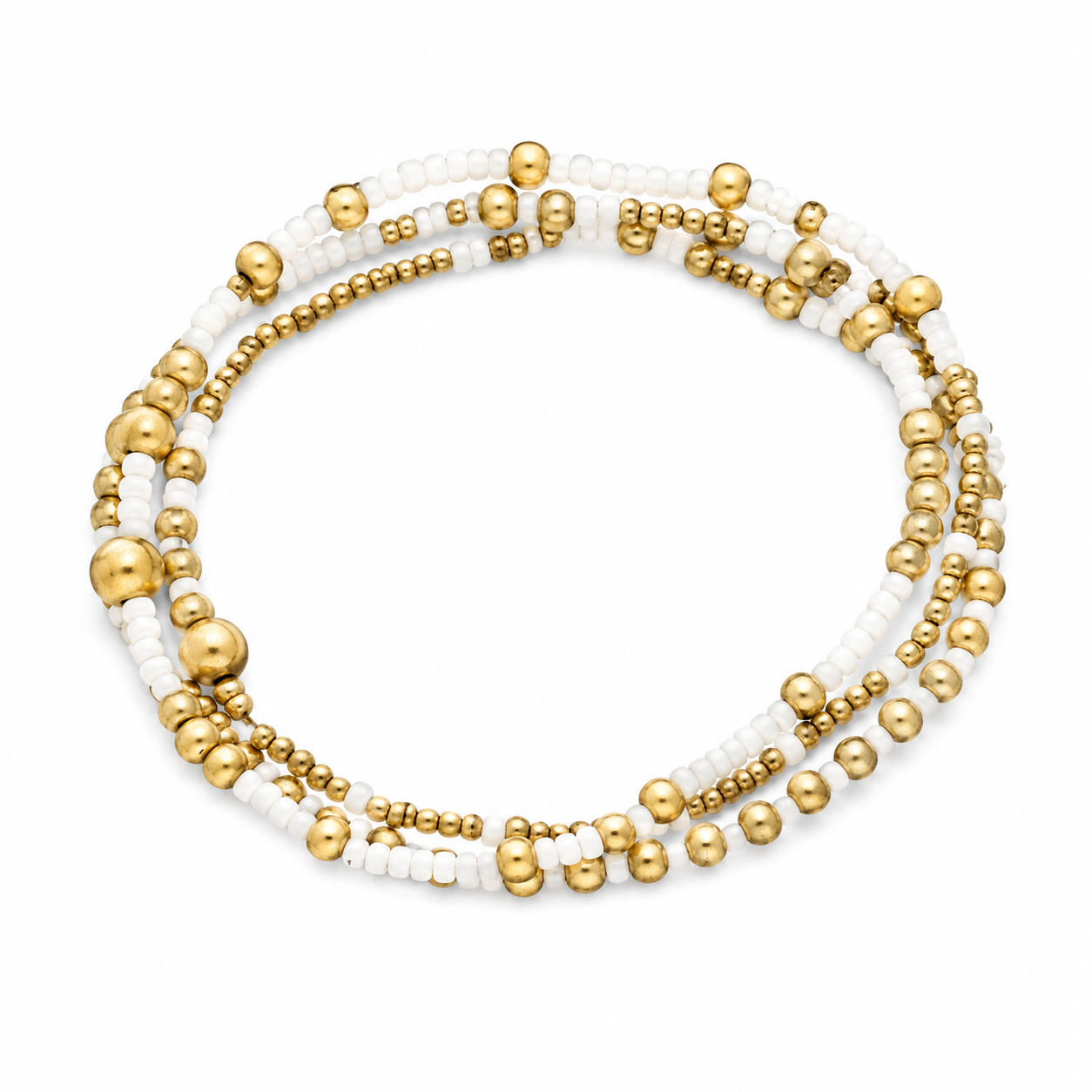 White Seed Bead Stretch Bracelet Set