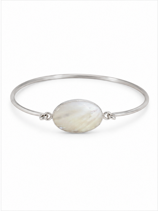 Mother-of-Pearl Sterling Silver Bangle Bracelet