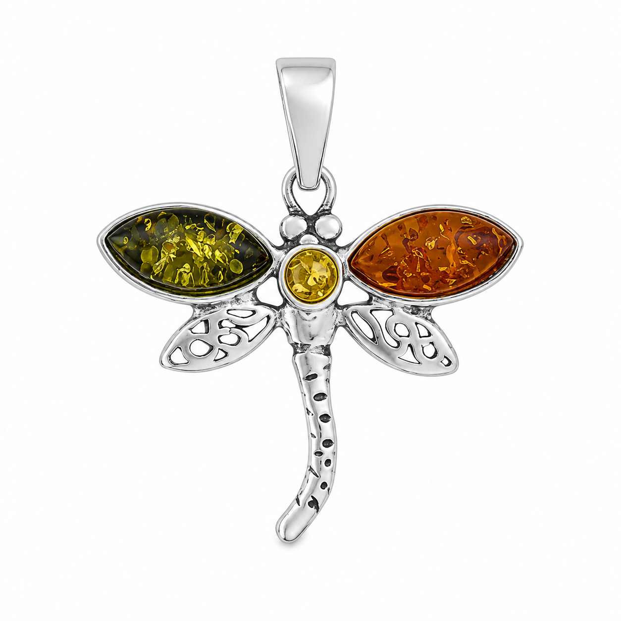 Tri Color Stone Dragonfly Charm