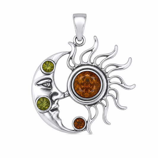 Amber Sun & Moon Pendant