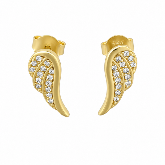 Cubic Zirconia Gold Angel Wing Earrings