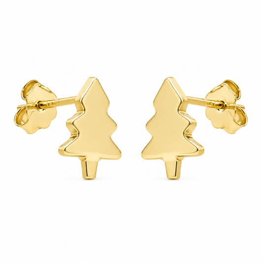 Gold Christmas Tree Stud Earrings