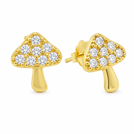 Cubic Zirconia Mushroom Stud Earrings