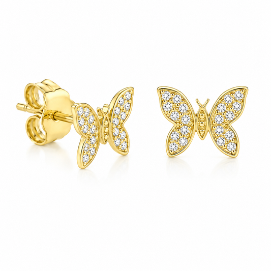 Cubic Zirconia Butterfly Stud Earrings
