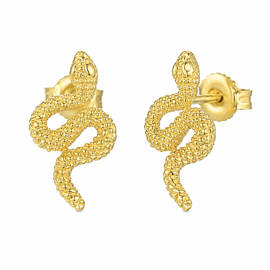 Gold Coiled Snake Post Earrings