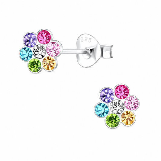Crystal Flower Post Earrings