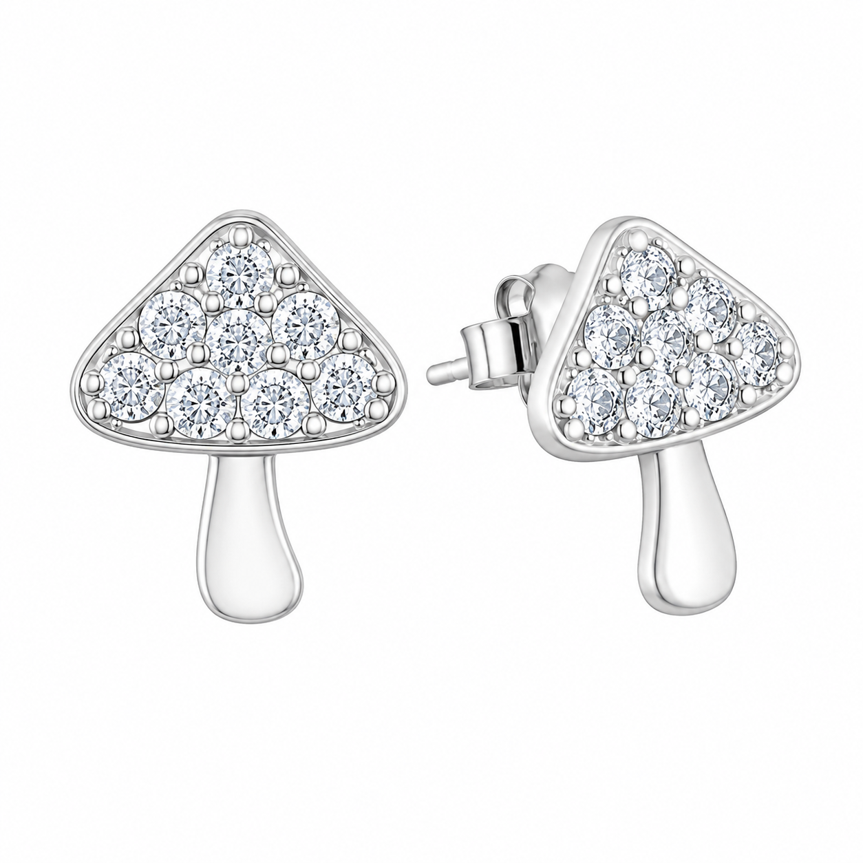 Cubic Zirconia Mushroom Stud Earrings