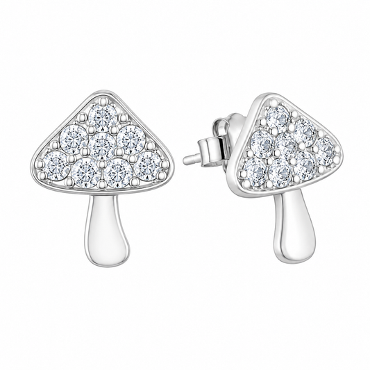 Cubic Zirconia Mushroom Stud Earrings