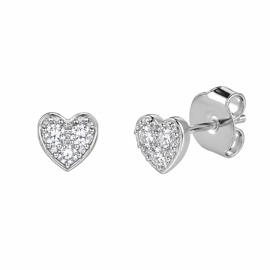 Cubic Zirconia Heart Stud Earrings