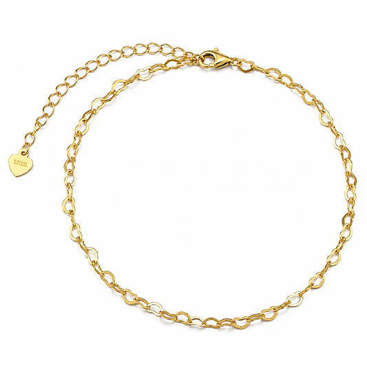 Rolo Heart Link Chain Anklet