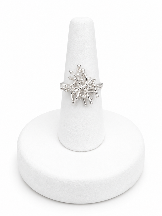 Sterling Silver Abstract Burst Ring