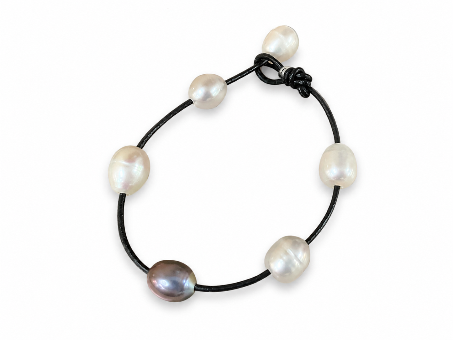 Pearl & Black Cord Bracelet