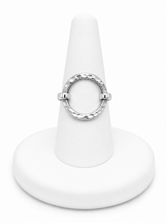 Sterling Silver Round Hammered Ring