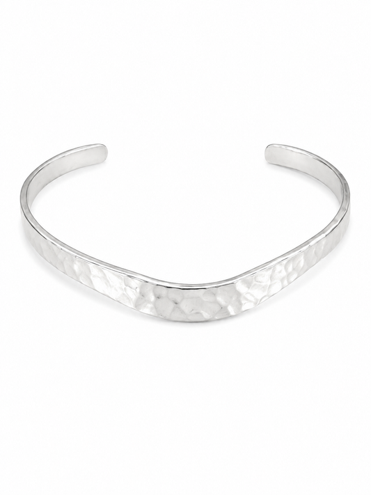 Sterling Silver Hammered V-Shape Cuff Bracelet