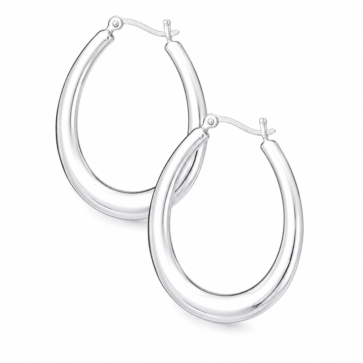 Sterling Silver Teardrop Hoop Earrings