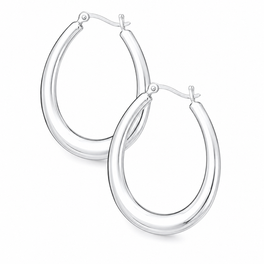 Sterling Silver Teardrop Hoop Earrings
