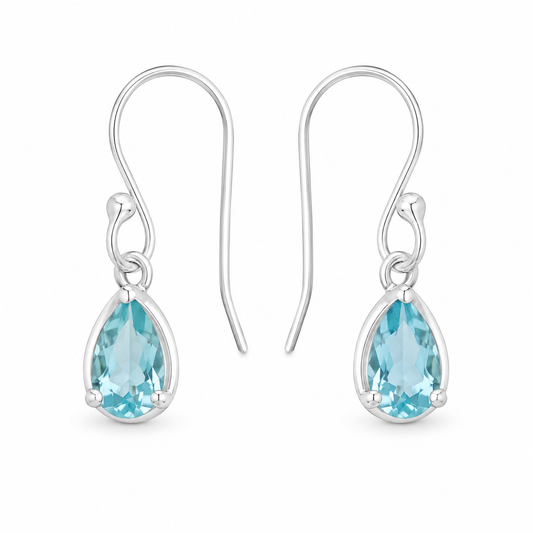 Sterling Silver Blue Topaz Teardrop Earrings