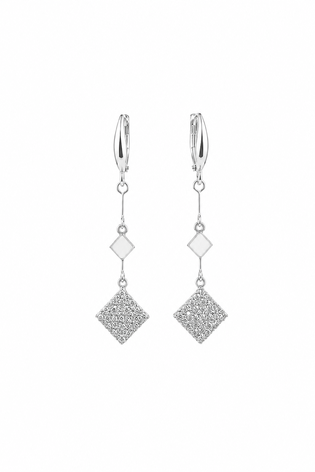 Silver Luxe CZ Diamond Drop Earrings