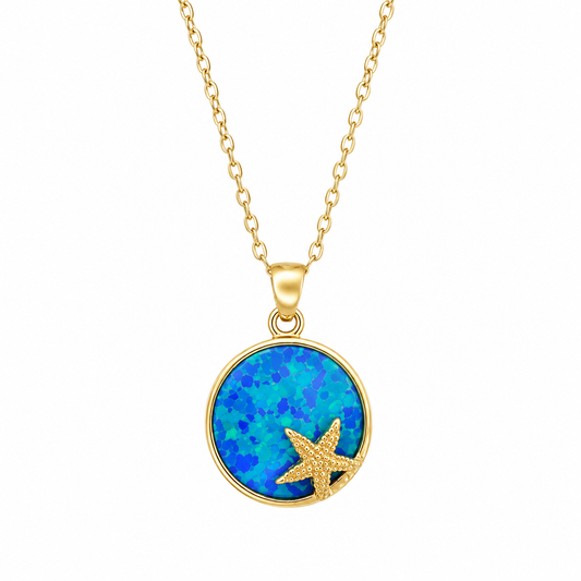 Blue Opal Gold Starfish Necklace