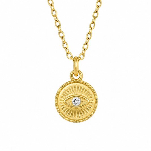 CZ Gold Evil Eye Necklace