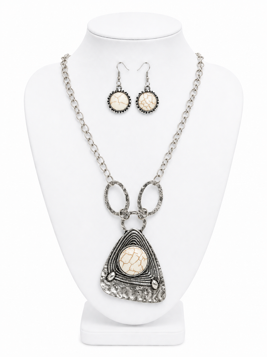 Desert Stone Statement Necklace & Earring Set