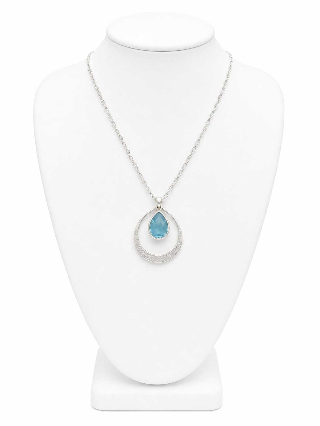 Sterling Silver Blue Stone Teardrop Necklace