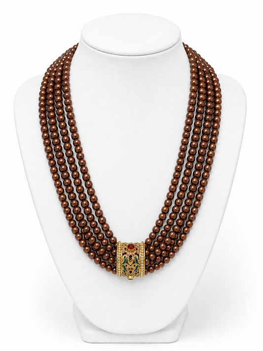 Barbara Garwood Imperial Garnet Pearl Statement Necklace