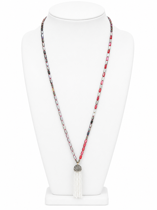 White Tassel Statement Necklace